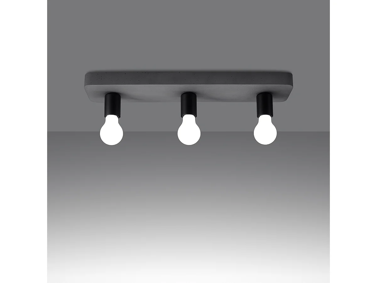Plafonniers Tavo Industriel En Béton - 3 Sources Lumineuses - L.55 X H.10 Cm - Gris