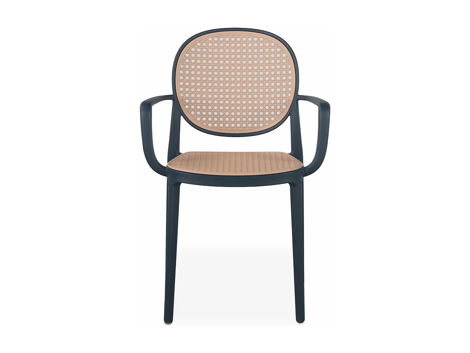 Lot de 2 chaises empilables Chapline Polypropylène effet cannage Beige et Noir