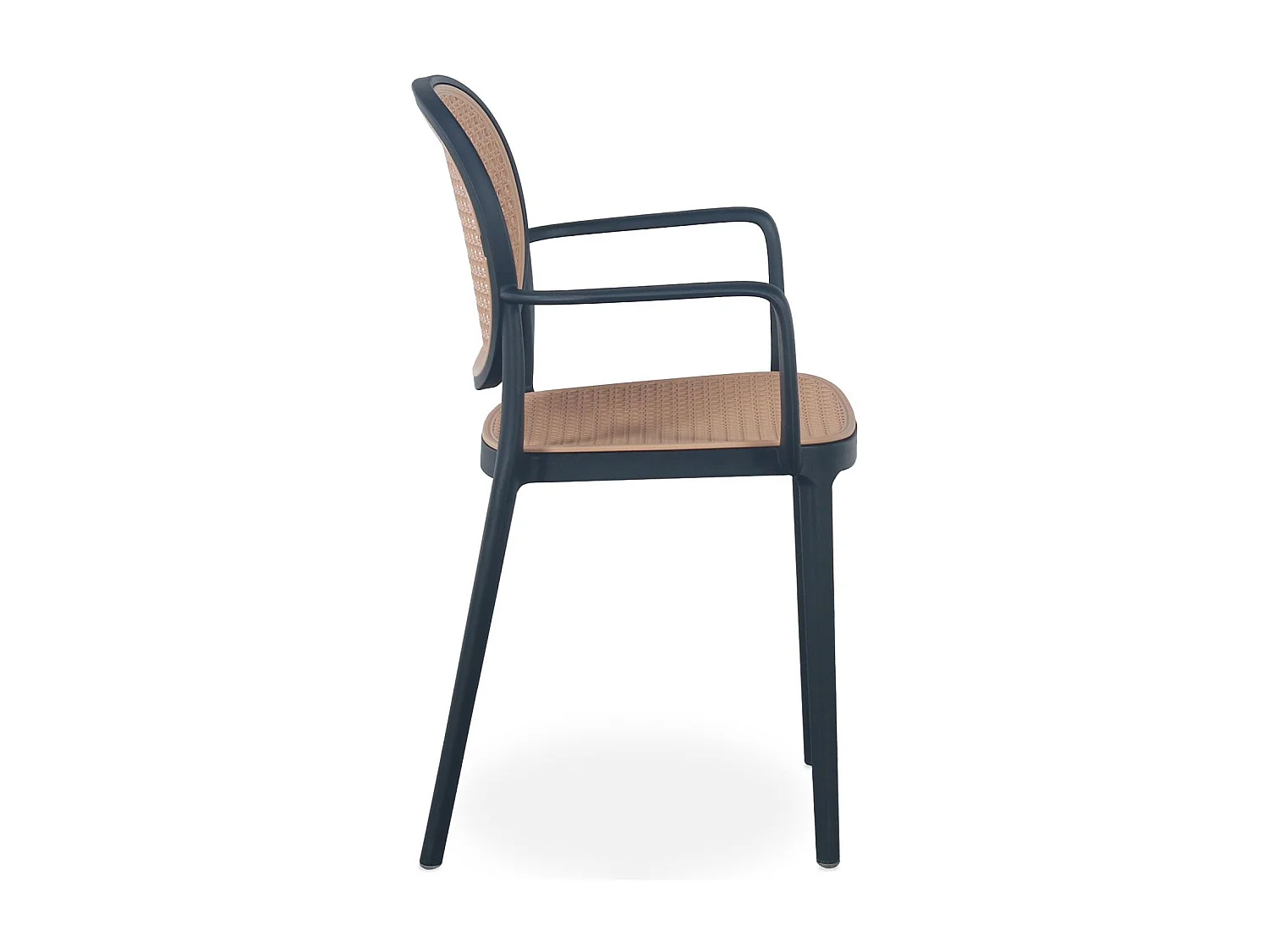 Lot de 2 chaises empilables Chapline Polypropylène effet cannage Beige et Noir