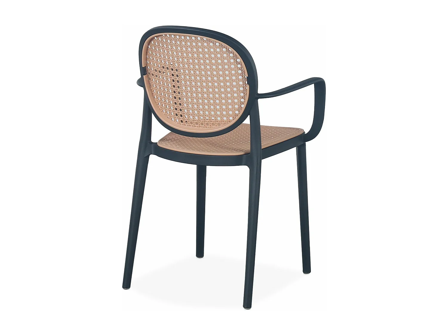 Lot de 2 chaises empilables Chapline Polypropylène effet cannage Beige et Noir