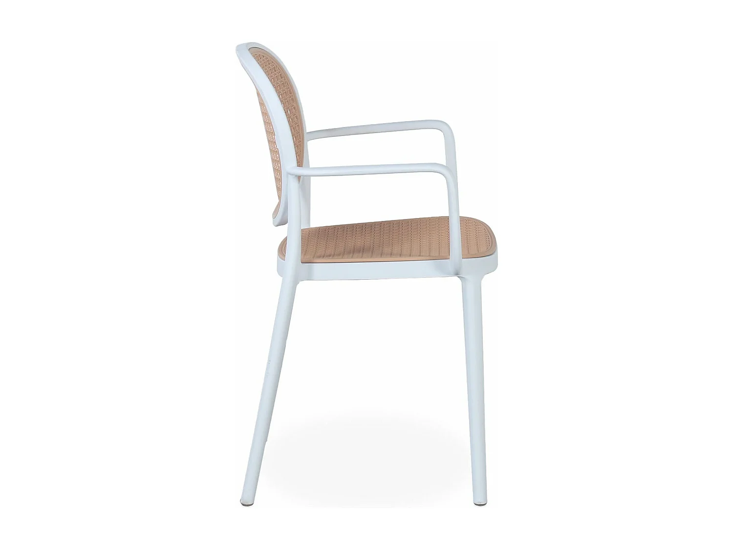 Lot de 2 chaises empilables Chapline Polypropylène effet cannage Beige et Blanc