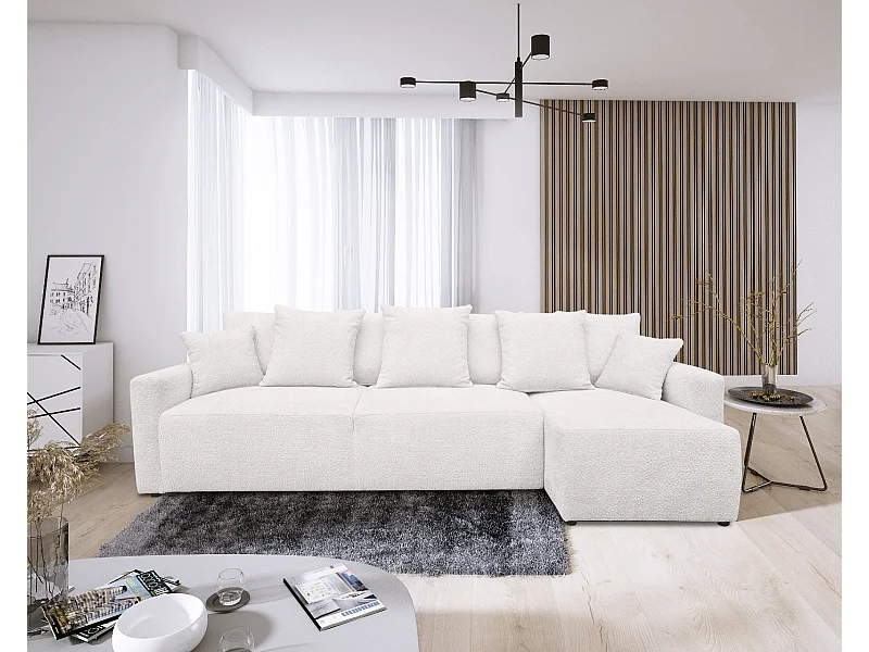 Canapé Bouclette Ania XL Blanc Angle Réversible