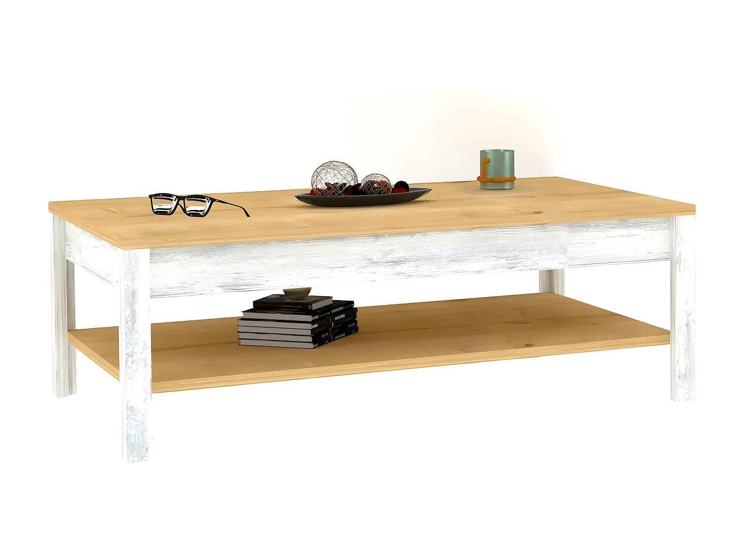 Table basse Varia L100cm Bois clair et Blanc