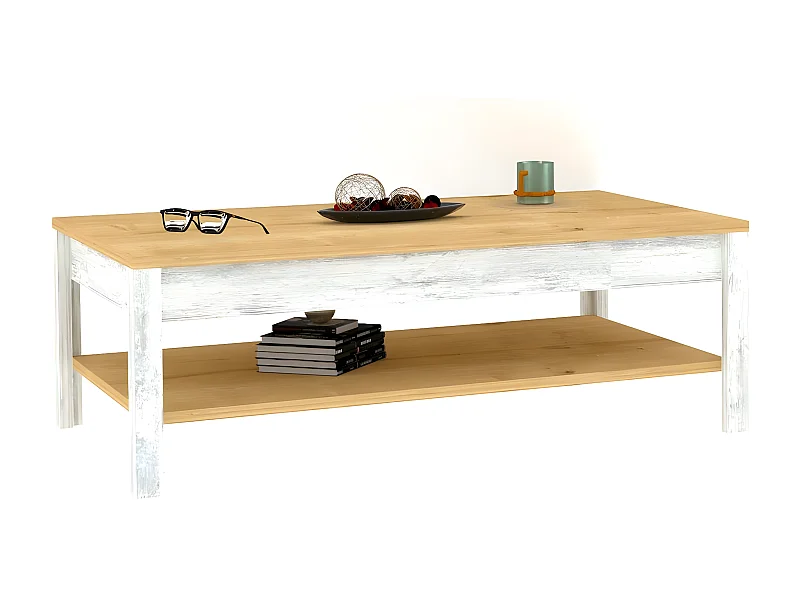 Table basse Varia L100cm Bois clair et Blanc