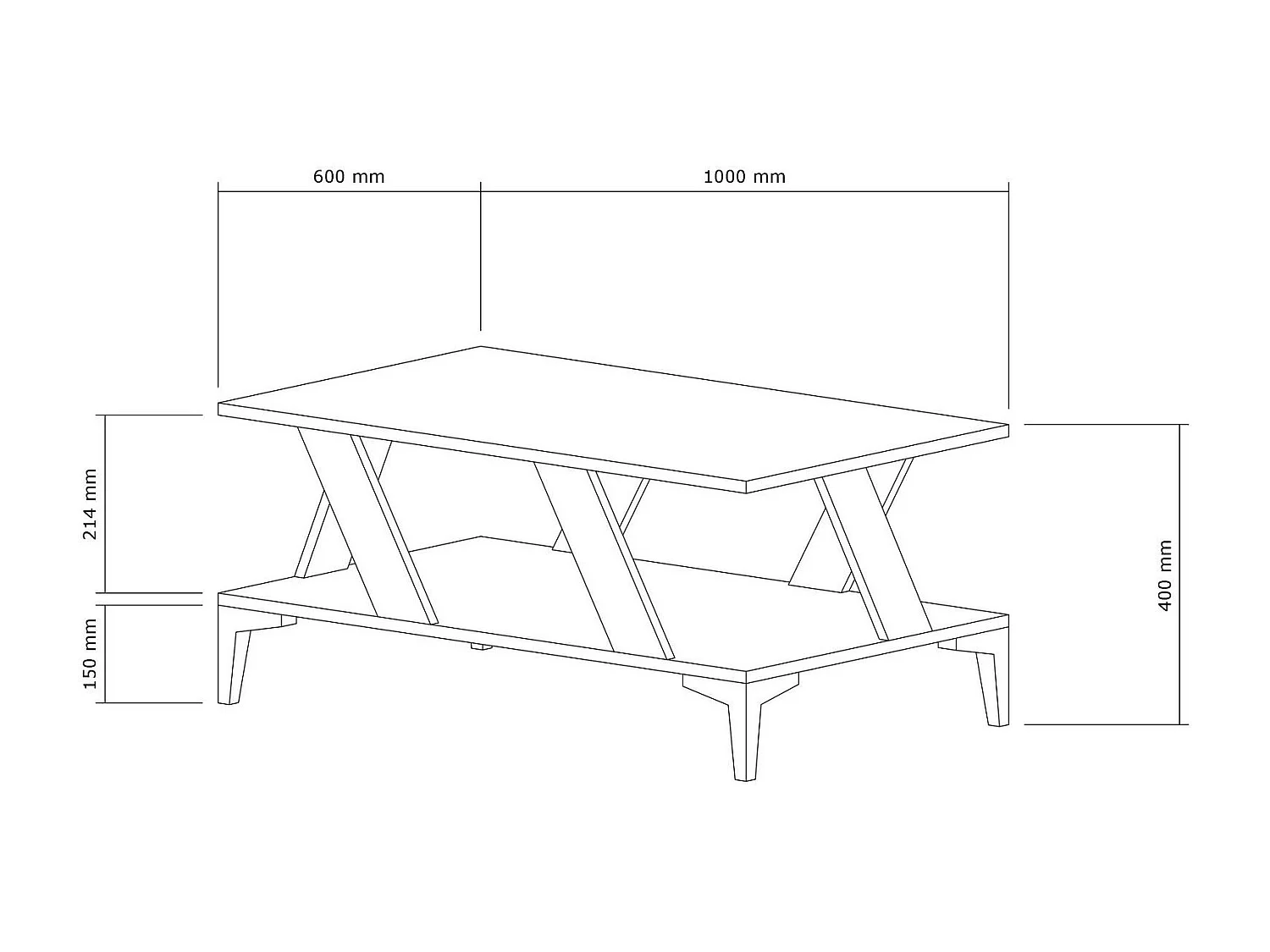 Table basse Goydy 60x100cm Bois Blanc et Anthracite