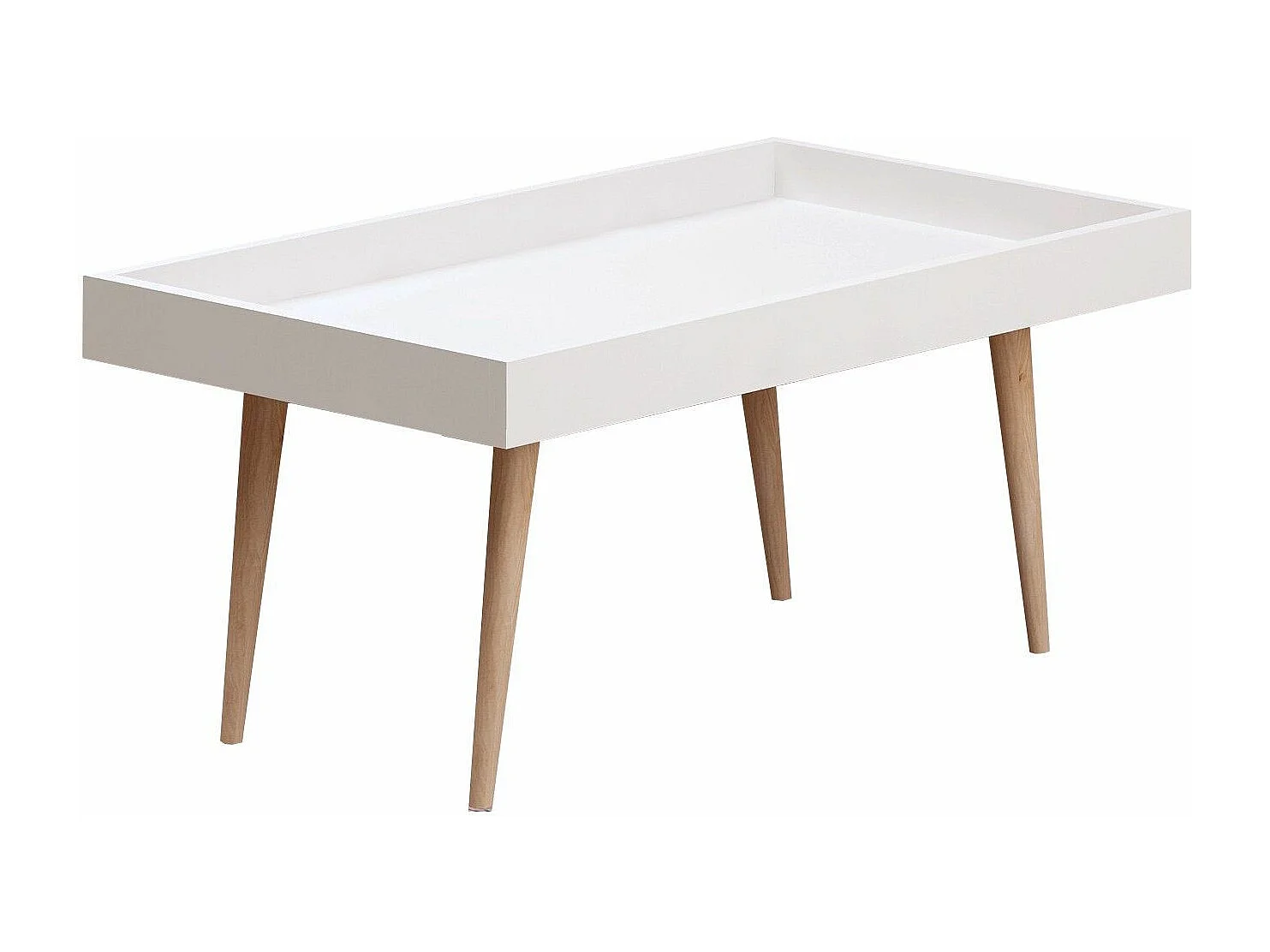 Table basse style scandinave Oryo L80cm Bois clair et Blanc