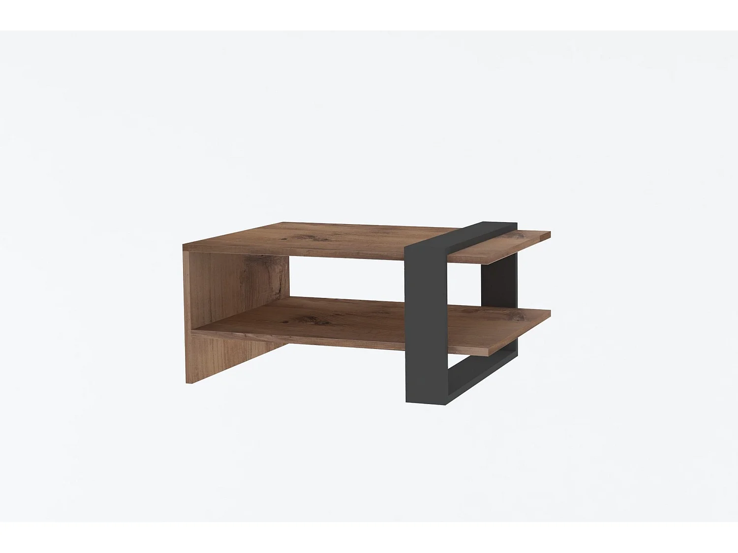 Couchtisch Kailua 80x50 cm dunkles Holz und Anthrazit, modernes bicolor Design, rechteckige Platte 18 mm