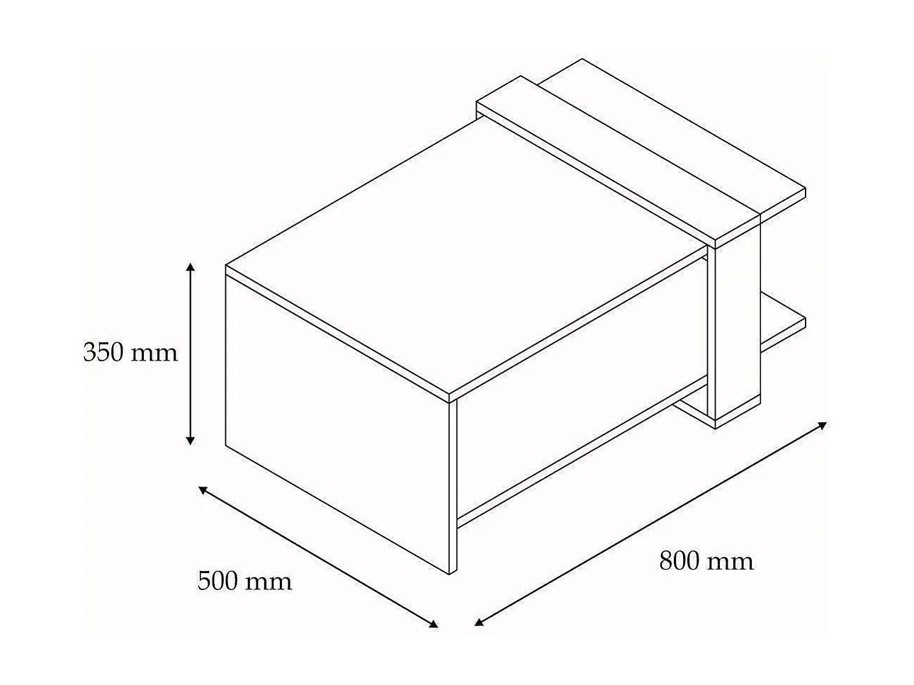 Couchtisch Kailua 80x50 cm dunkles Holz und Anthrazit, modernes bicolor Design, rechteckige Platte 18 mm