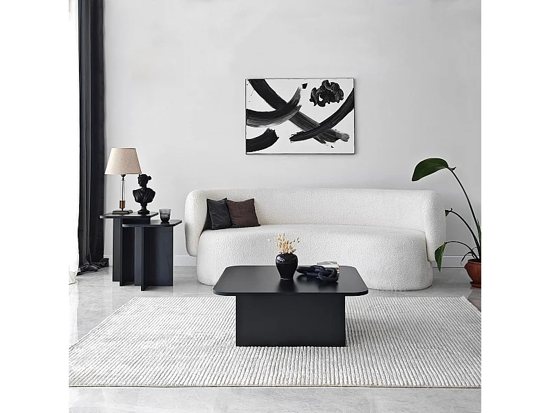 Set de 2 bouts de canapé et 1 table basse Nires Noir