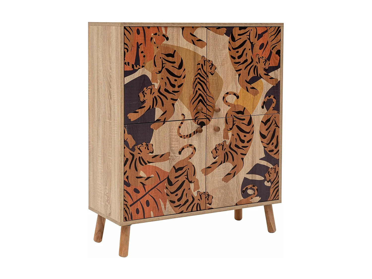 Commode Kaviny L95xH111cm Bois Motif Tigres