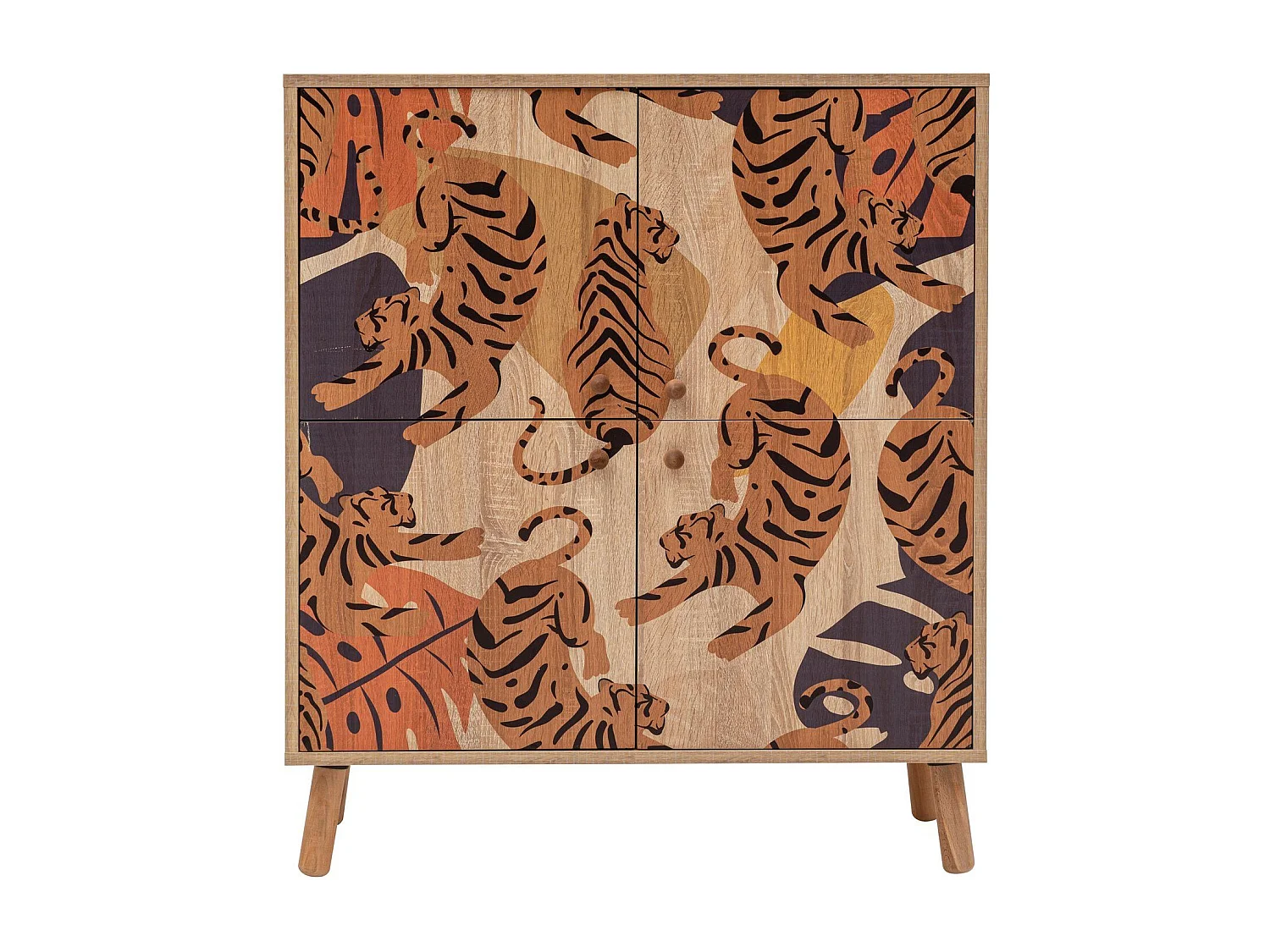 Commode Kaviny L95xH111cm Bois Motif Tigres