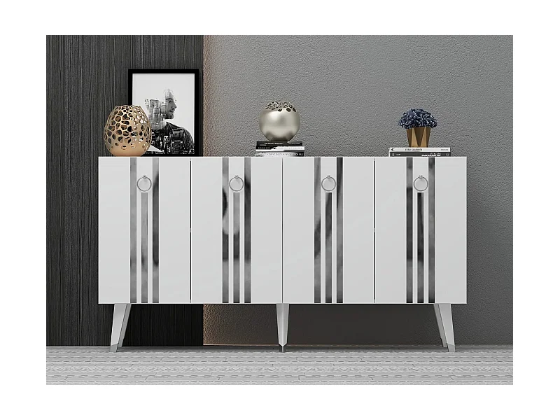 Aparador Isil Blanco Plata 150x40x80 cm