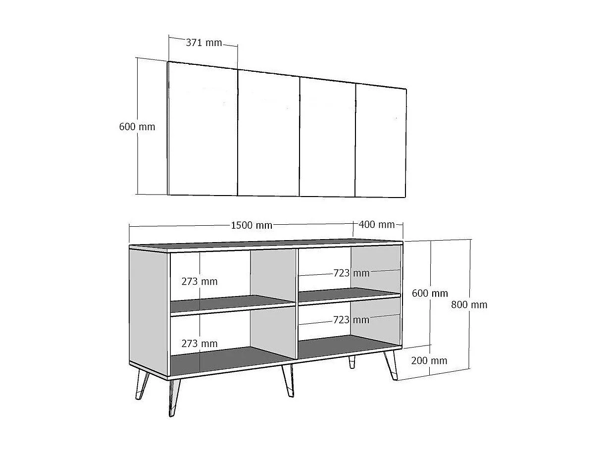 Aparador – 150 cm x 80 cm x 40 cm – Branco e Prata – Painéis de partículas revestidos a melamina