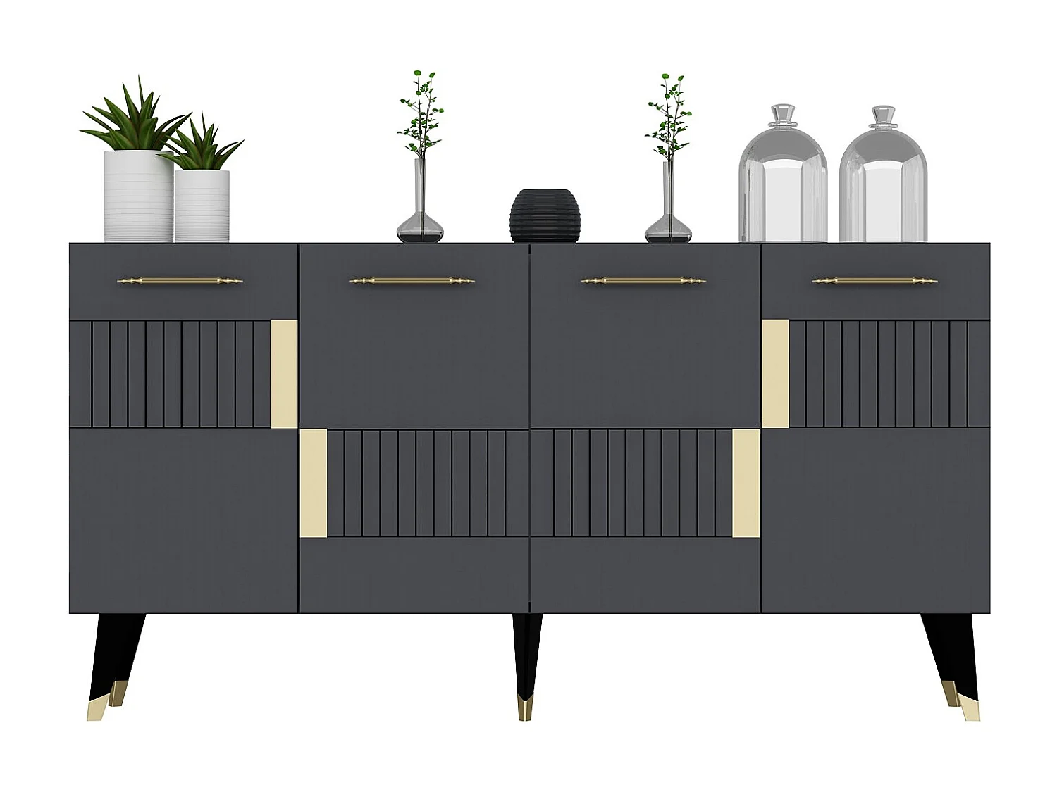 Aparador Moda Antracita dorado150x40x79 cm