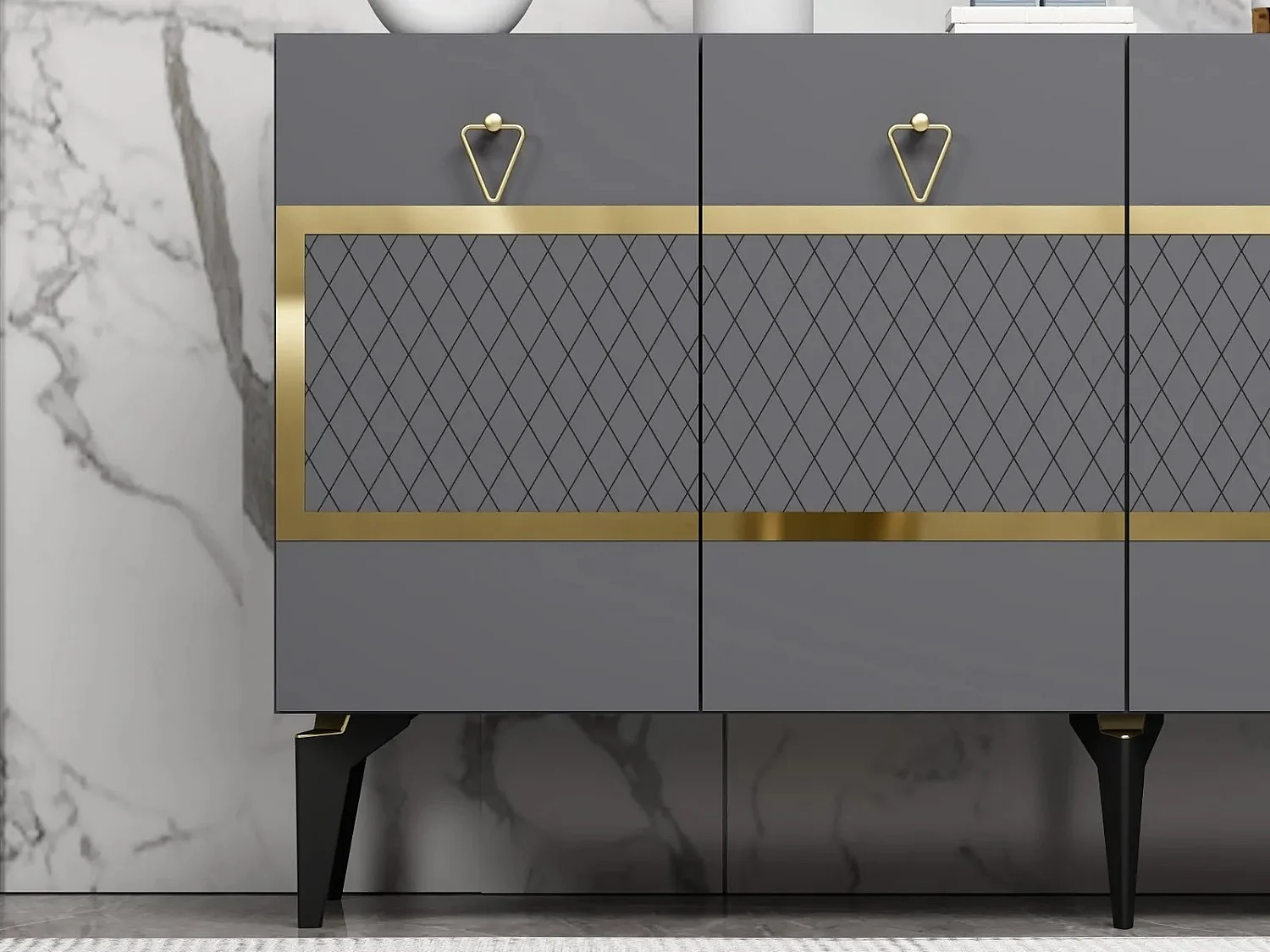 Aparador Ipek Antracita dorado150x40x79 cm