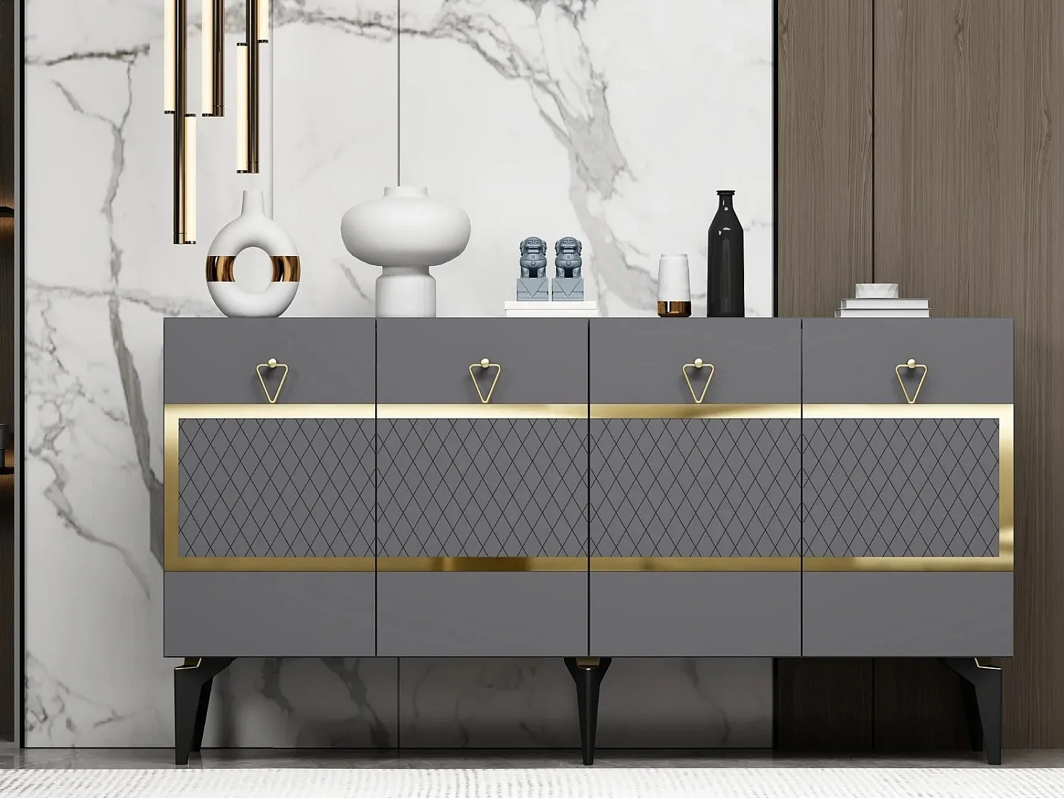 Buffet design Augred L150cm Anthracite et Or