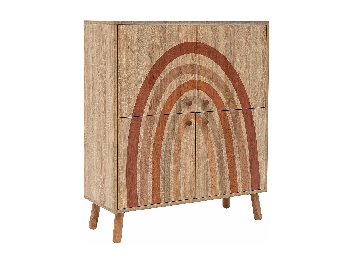Buffet Kaviny L95xH111cm Bois Motif Arcs nuance du Marron