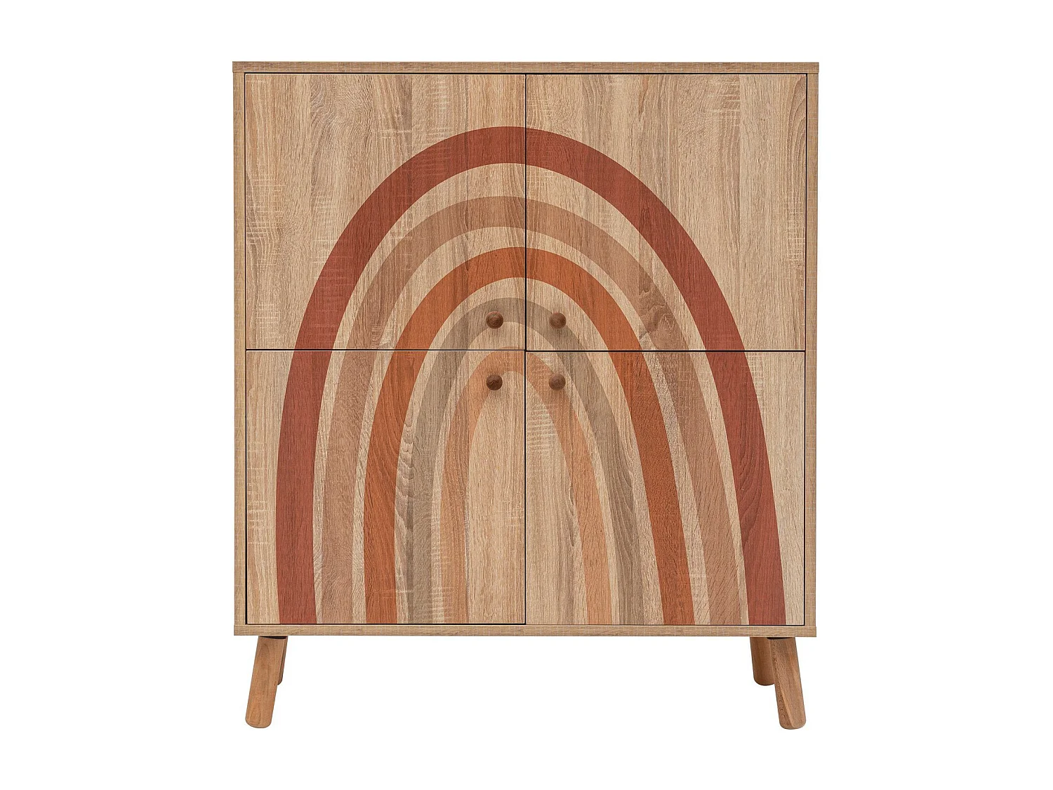 Buffet Kaviny L95xH111cm Bois Motif Arcs nuance du Marron