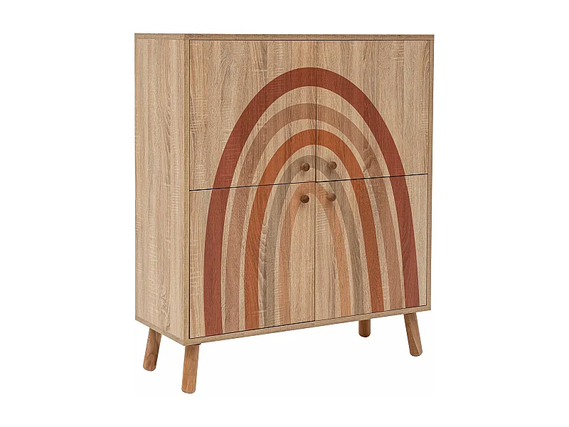 Buffet Kaviny L95xH111cm Bois Motif Arcs nuance du Marron