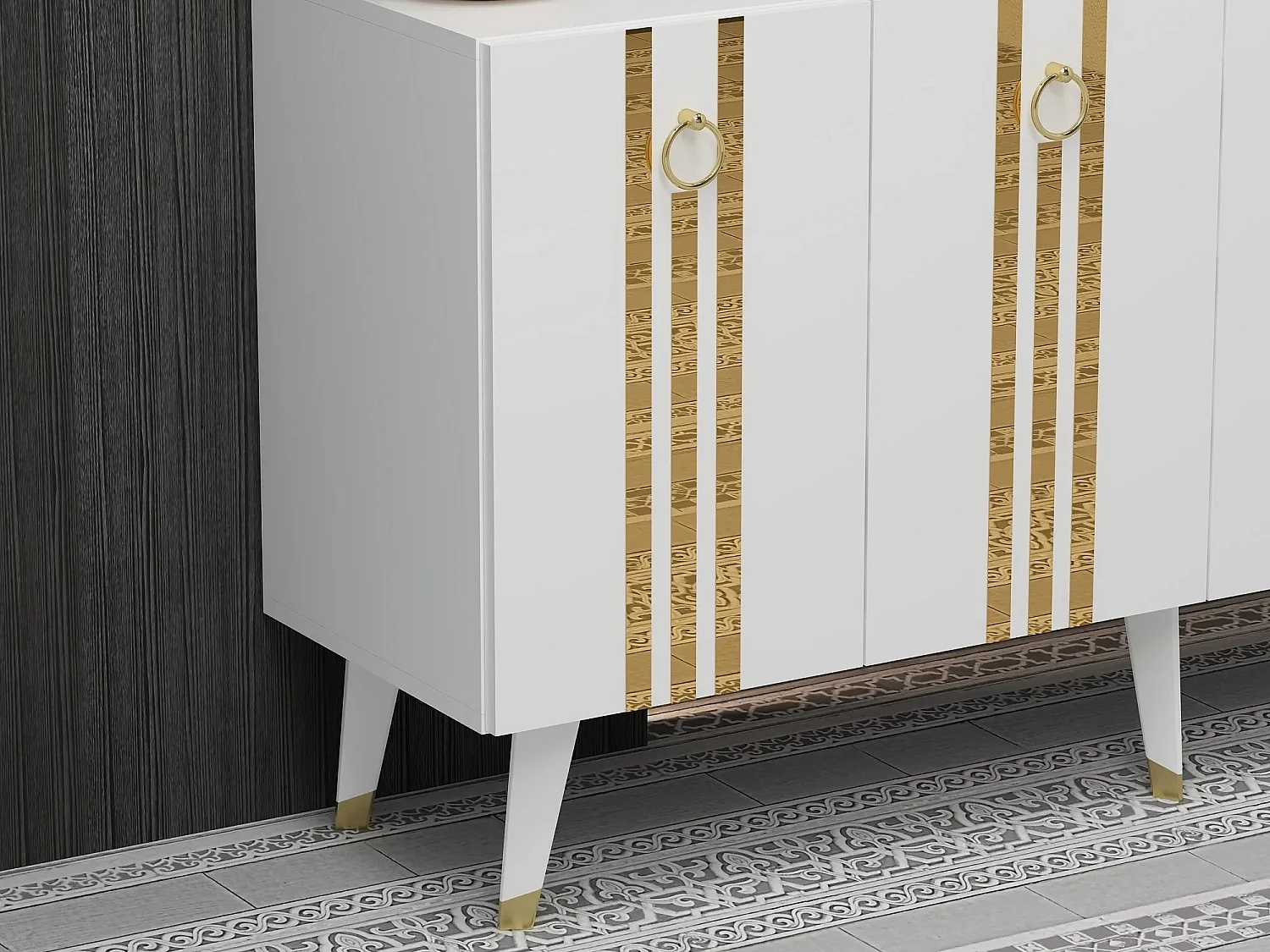 Aparador Isil Blanco dorado150x40x80 cm