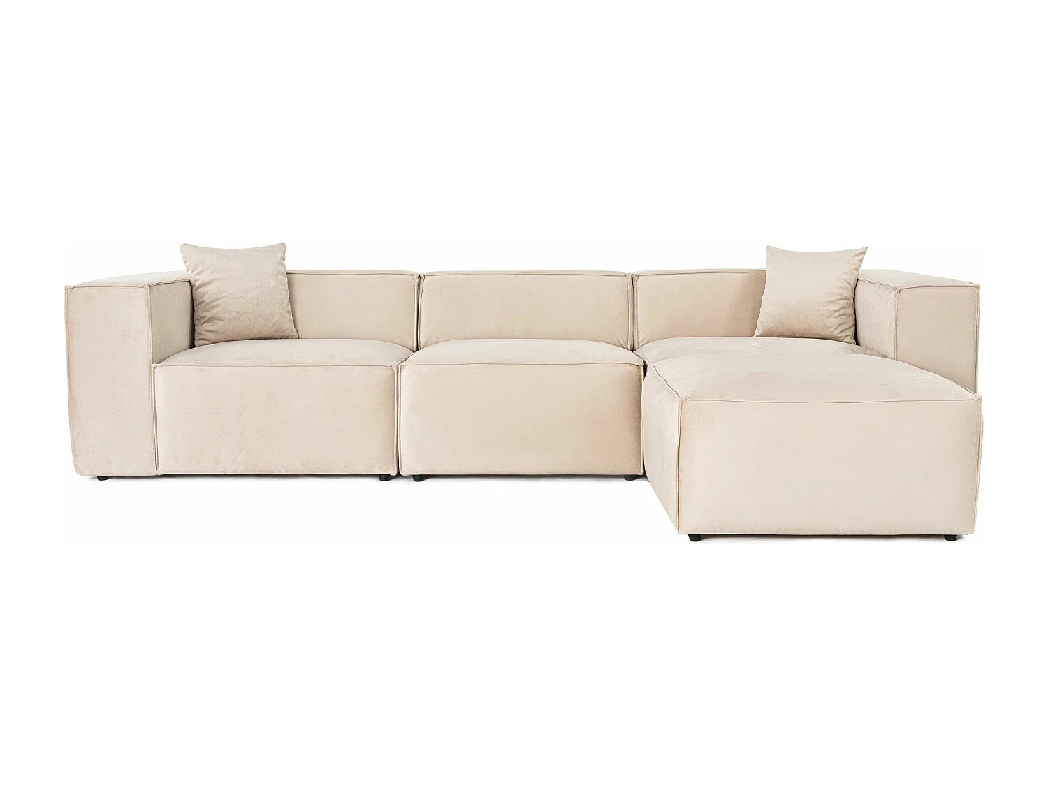 Canapé 3 places avec pouf et 2 coussins Siges Velours Blanc crème