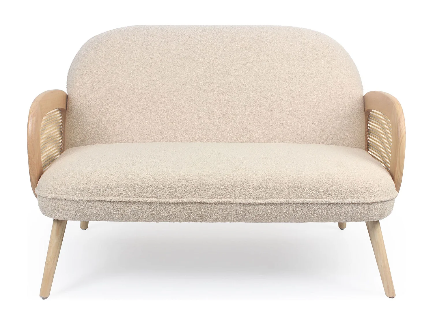 2-Sitzer Sofa Bouclette Bohème Rondou Cannage Beige 126cm