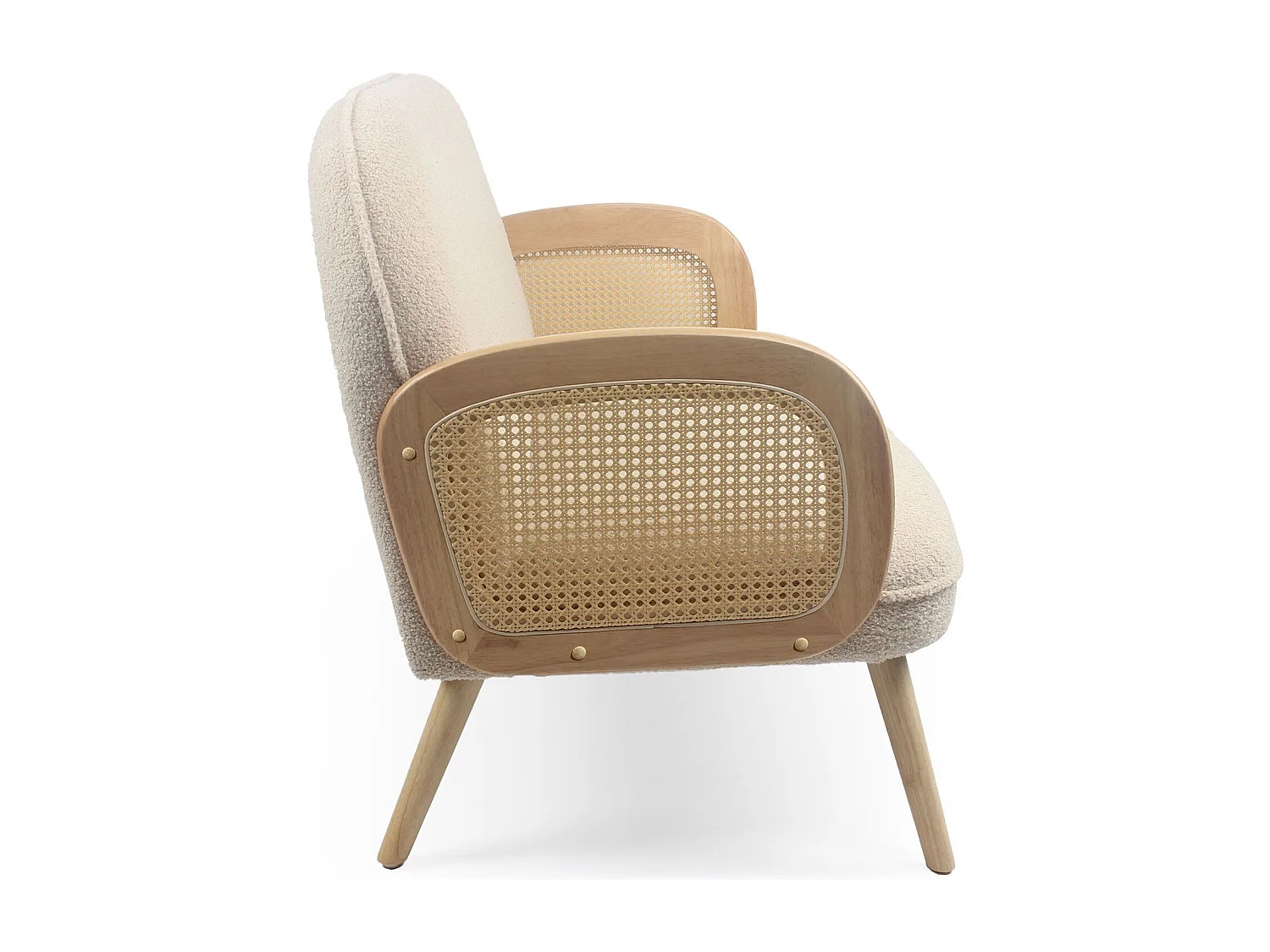 2-Sitzer Sofa Bouclette Bohème Rondou Cannage Beige 126cm