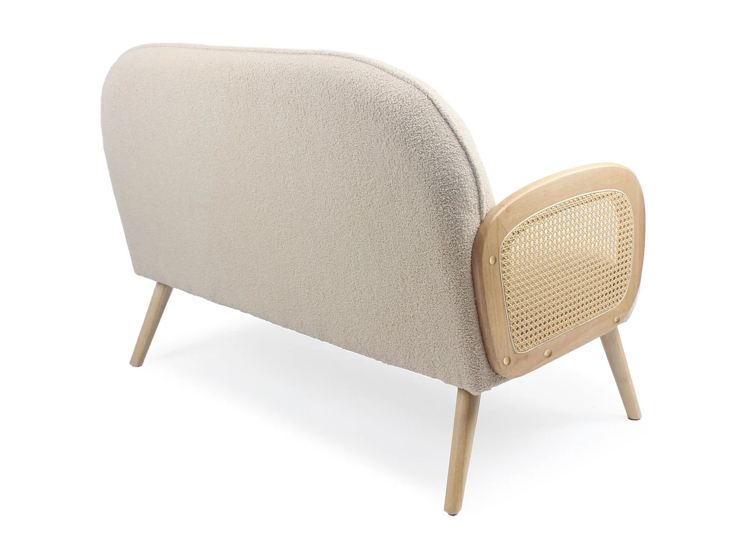 2-Sitzer Sofa Bouclette Bohème Rondou Cannage Beige 126cm