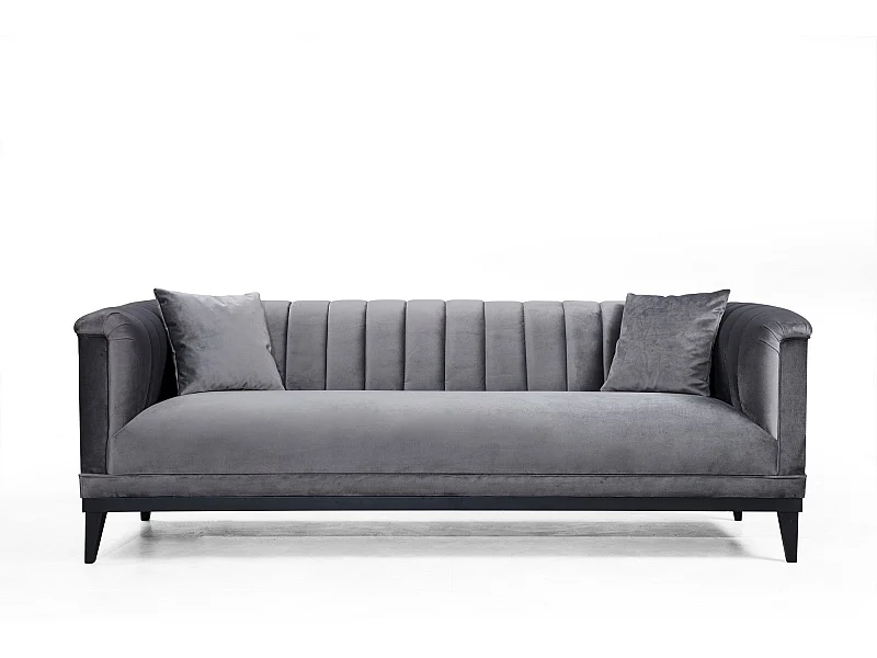 Sofá Altadena 399, Gris, 225x89x79cm, Tapiz, Patas: Madera