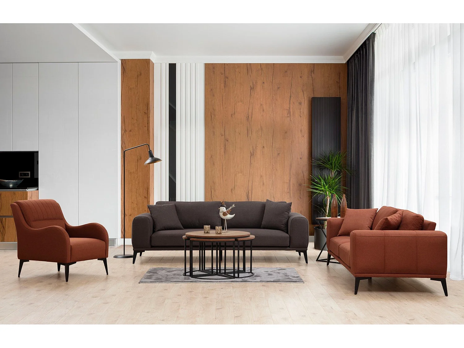 Sofá Altadena 402, Gris, 235x90x80cm, Tapiz, Patas: Metal