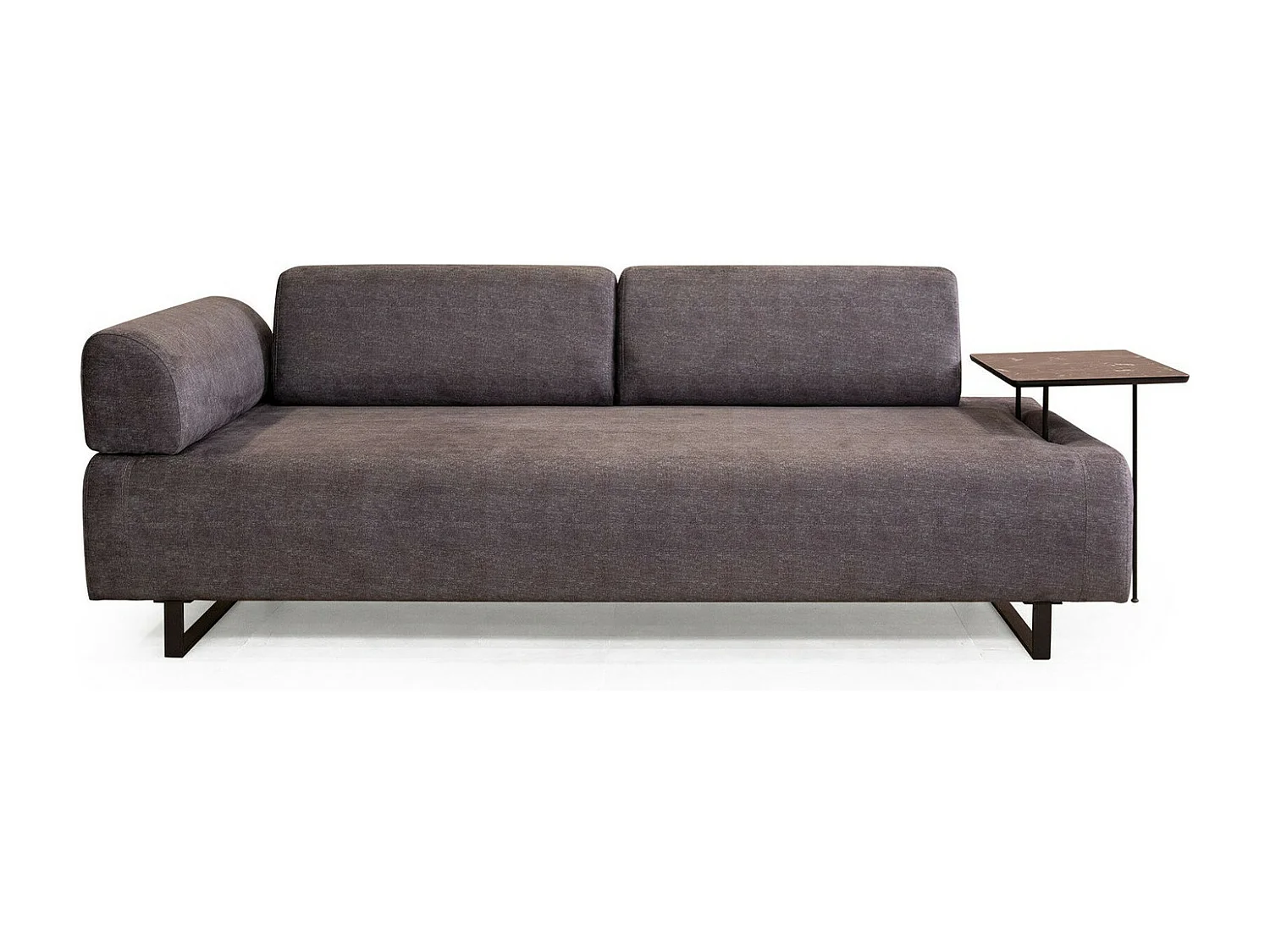 Canapé 3 places modulable dossier et accoudoirs amovibles avec 2 coussins et bout de canapé Agista Tissu Bleu