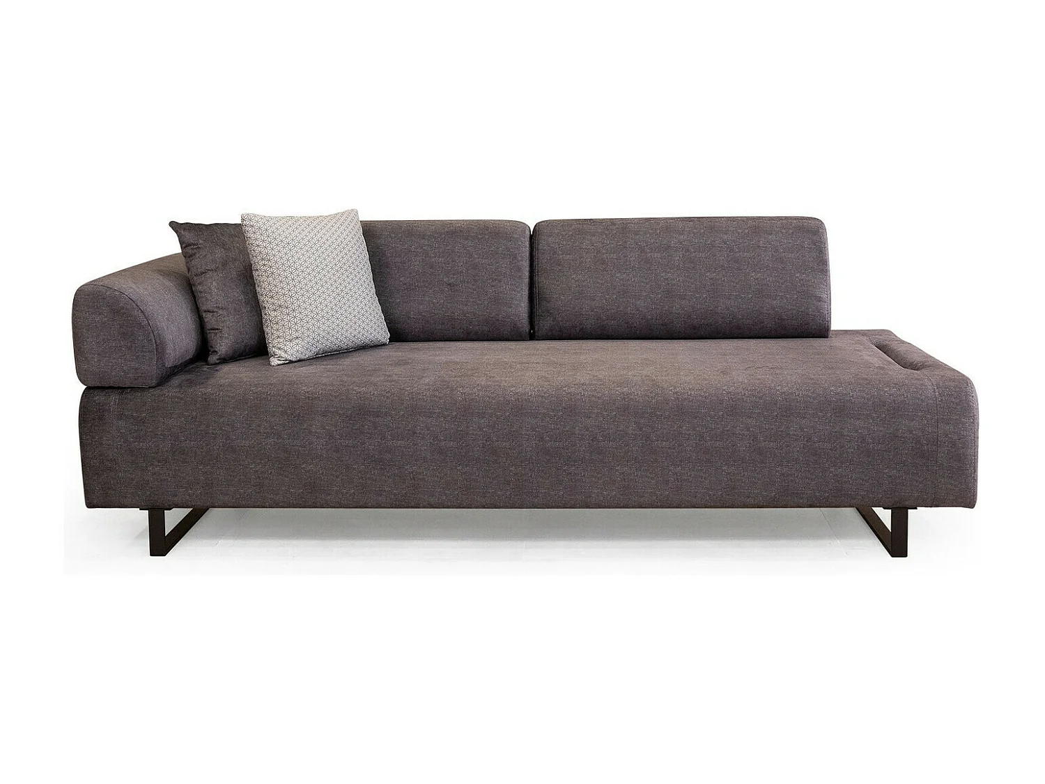 Canapé 3 places modulable dossier et accoudoirs amovibles avec 2 coussins et bout de canapé Agista Tissu Bleu