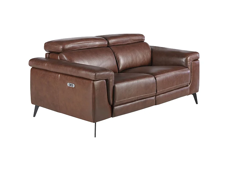 Canapé 2 places cuir vachette appuis-tête articulés mécanismes de relaxation électriques