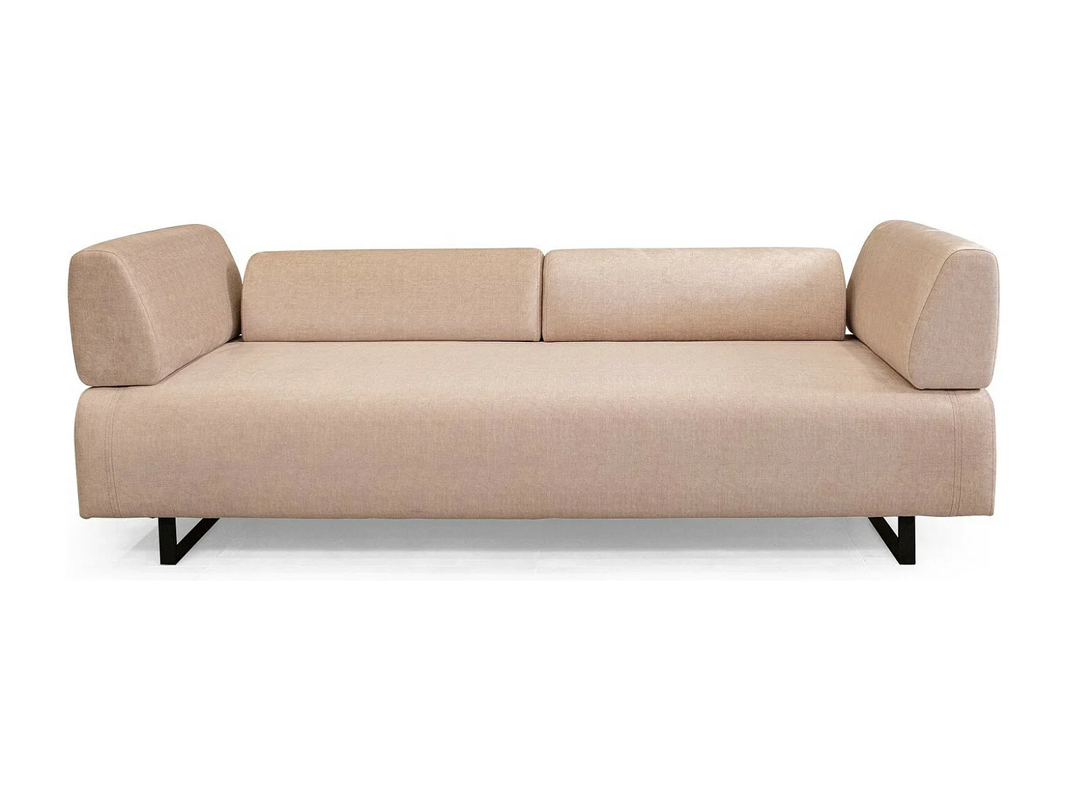 Canapé 3 places modulable dossier et accoudoirs amovible avec 2 coussins Agista Tissu Beige
