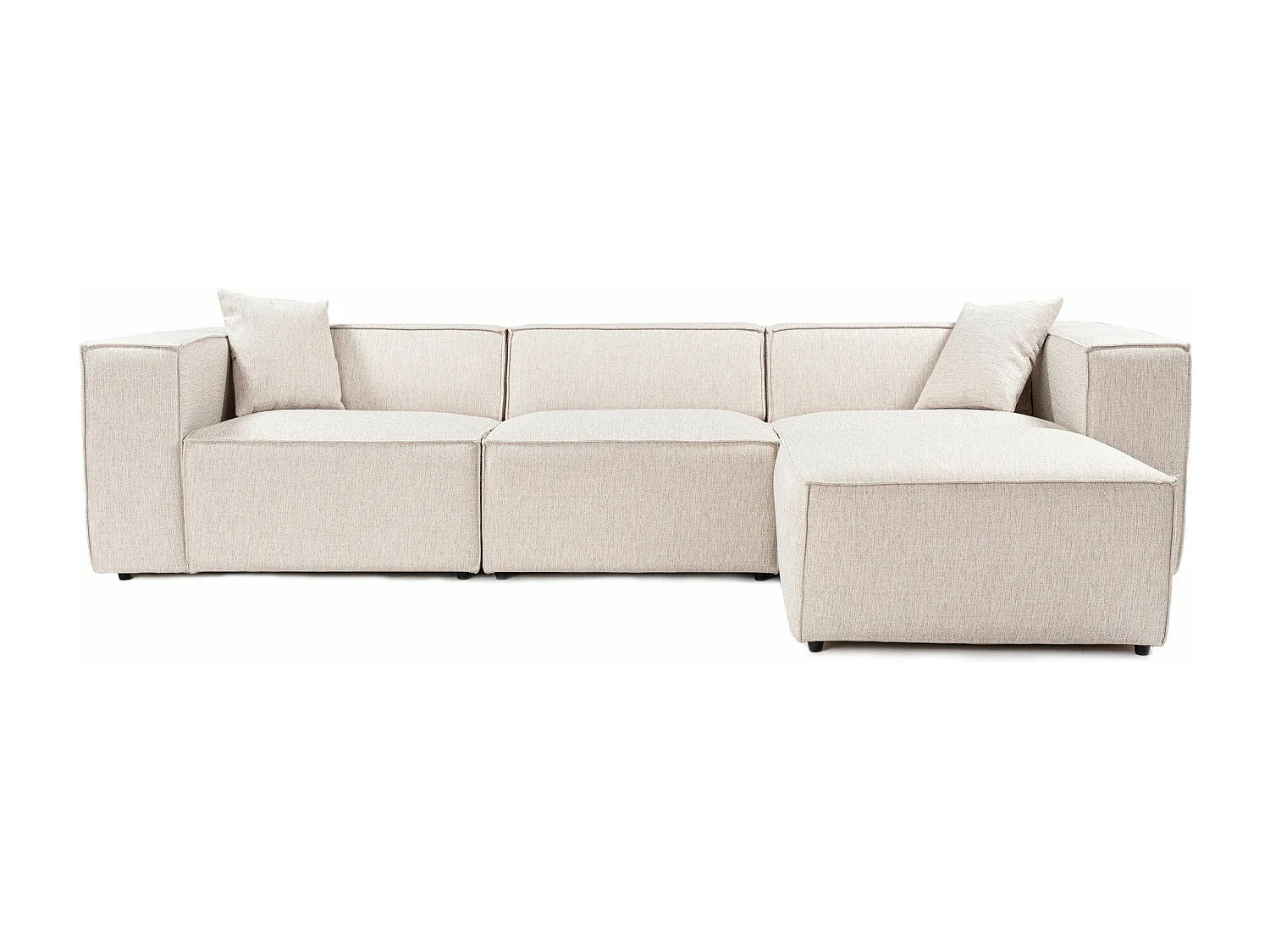 Canapé 3 places avec pouf et 2 coussins Siges Tissu toile Beige foncé