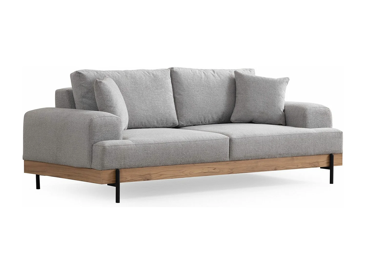 Canapé 2 places kamily Bois clair et Tissu bouclette Blanc