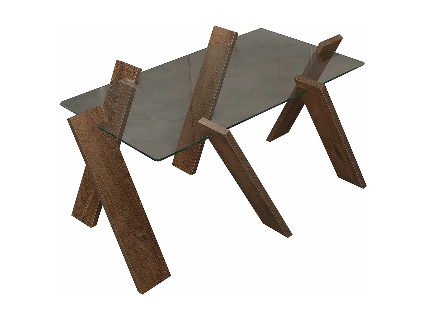 Table basse rectangle Perspicuus Bois Chêne et Verre Transparent