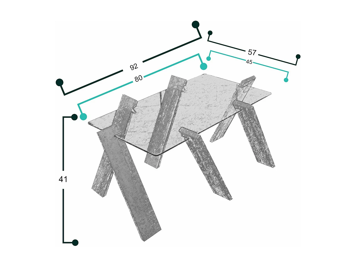 Table basse rectangle Perspicuus Bois Chêne et Verre Transparent