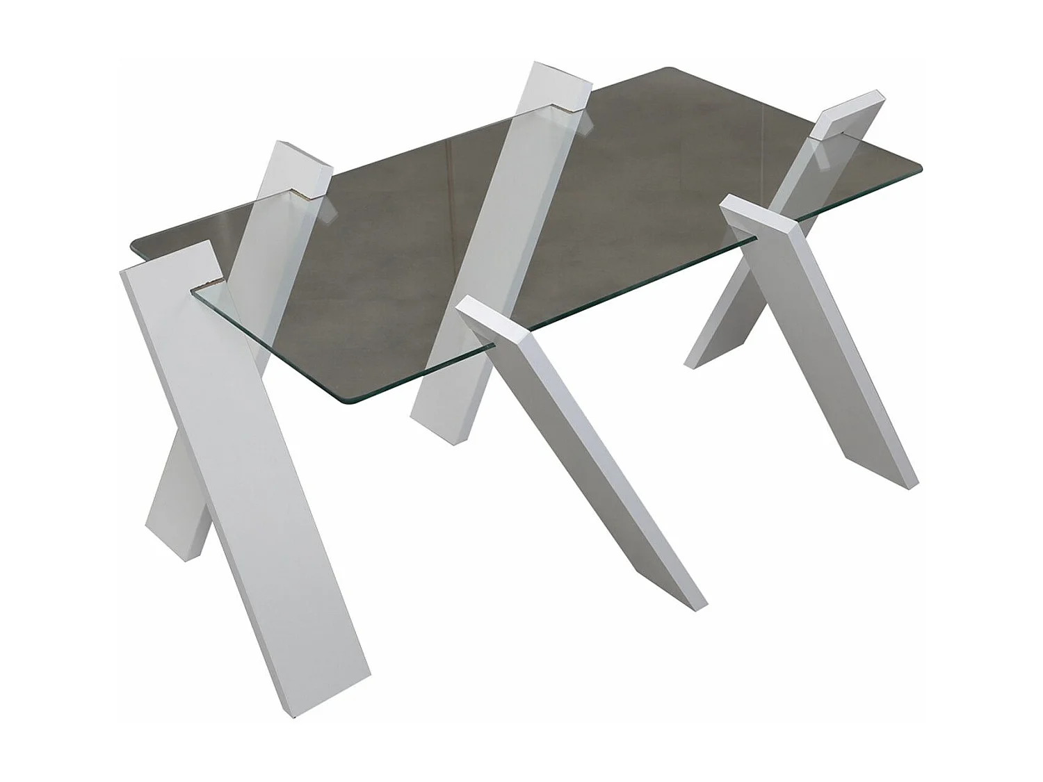 Table basse rectangle Perspicuus Bois Blanc et Verre Transparent