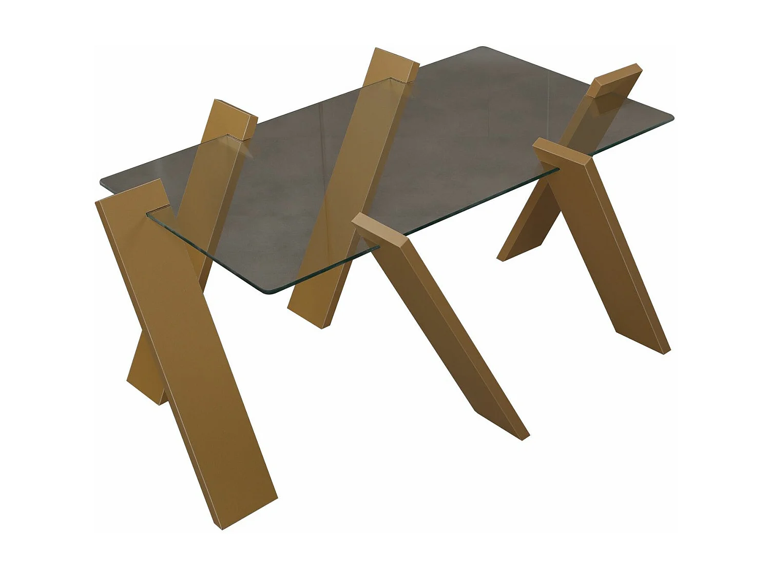 Table basse rectangle Perspicuus Bois Jaune et Verre Transparent