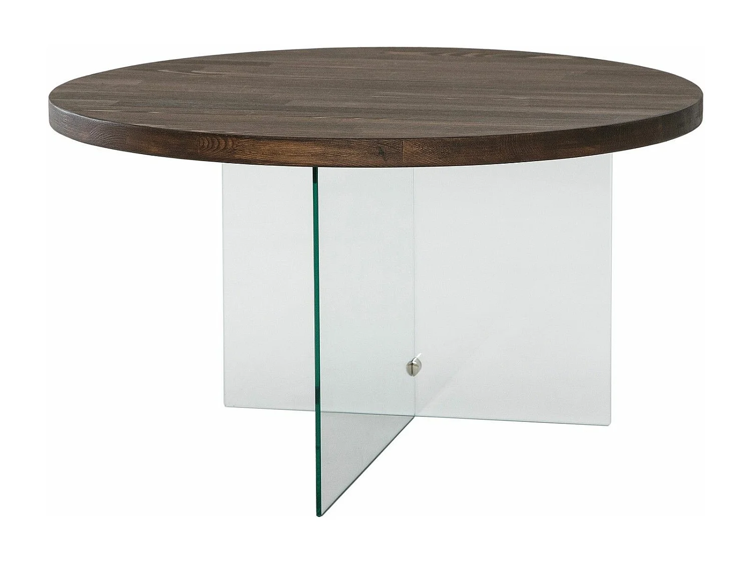 Table basse ronde Saky D70cm Bois foncé et Verre fumée Gris foncé