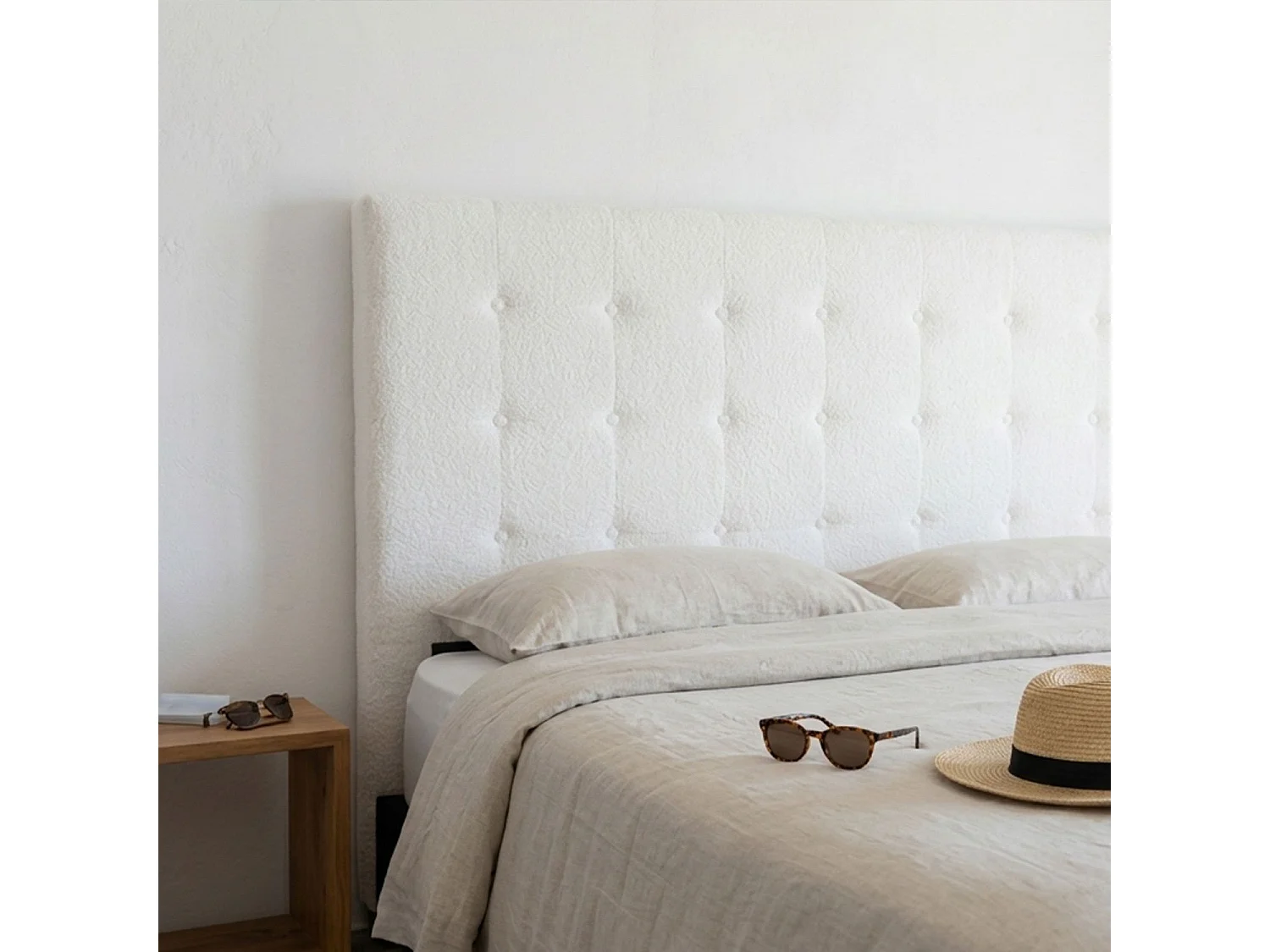 Tête de lit capitonnée Luxor 180cm Tissu bouclette Crème