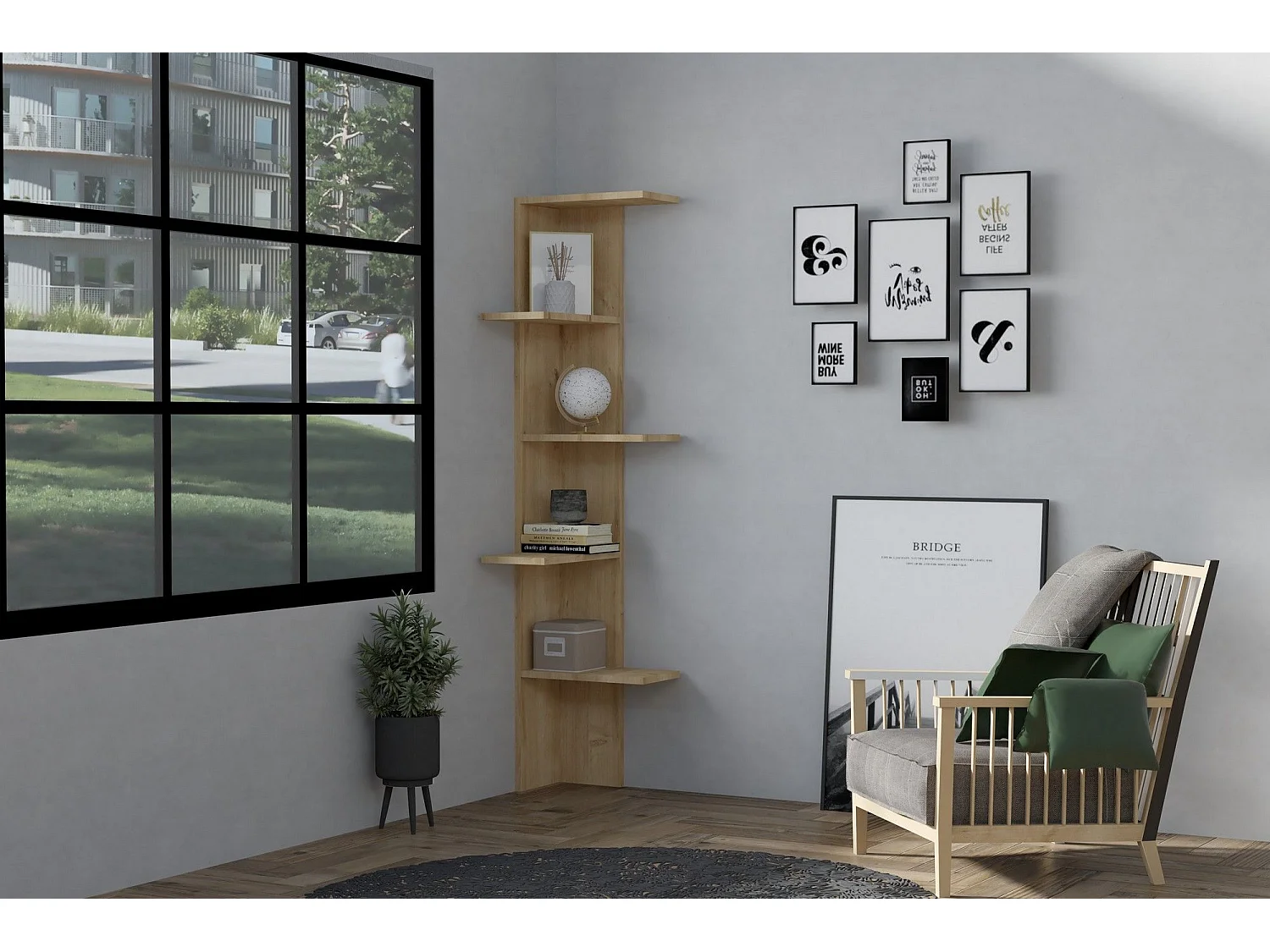 Librería moderna de roble – 160 cm de alto x 40 cm de ancho x 21,4 cm de profundidad – Roble – Tablero de partículas recubierto de melamina