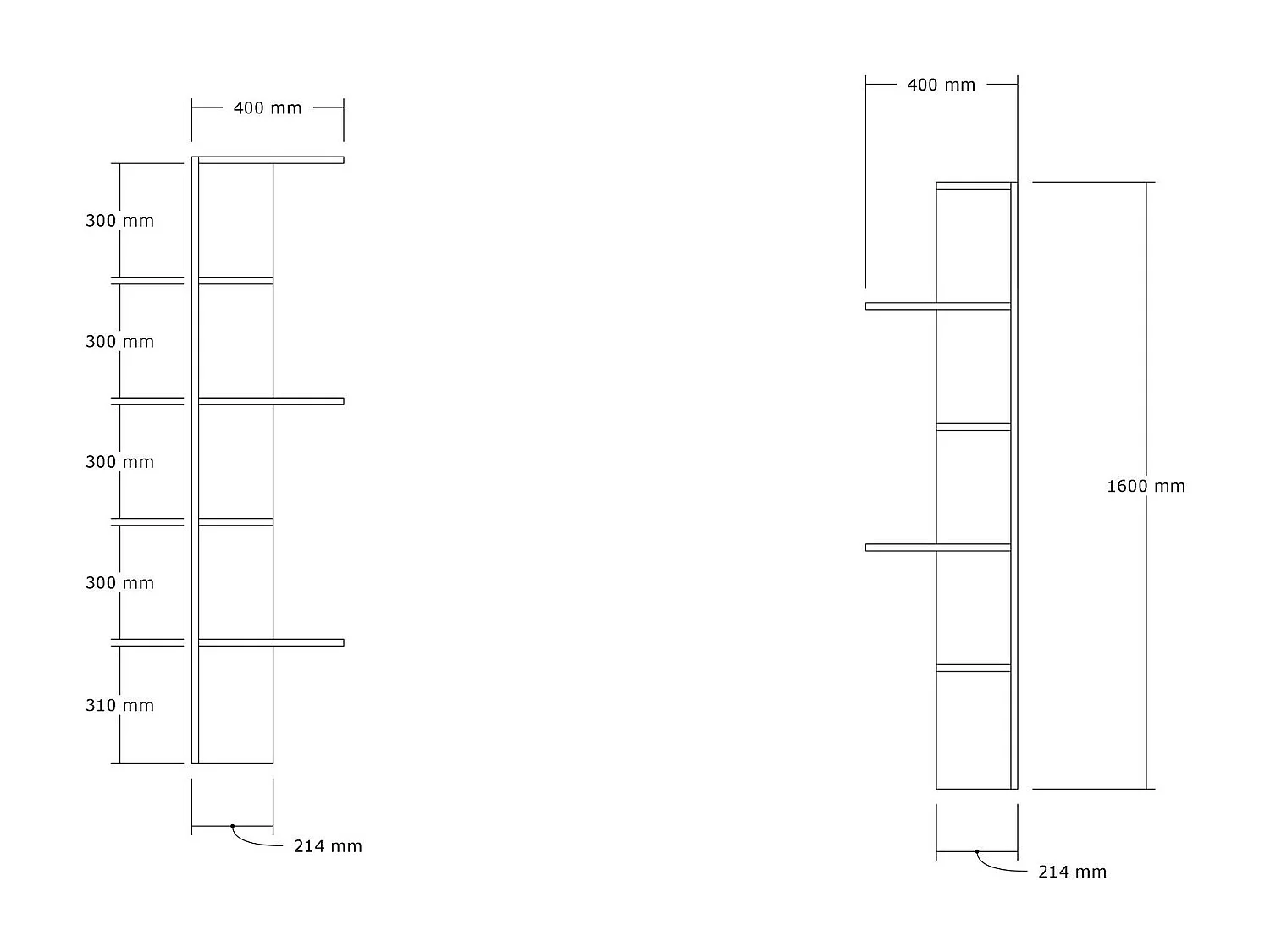 Librería moderna de roble – 160 cm de alto x 40 cm de ancho x 21,4 cm de profundidad – Roble – Tablero de partículas recubierto de melamina