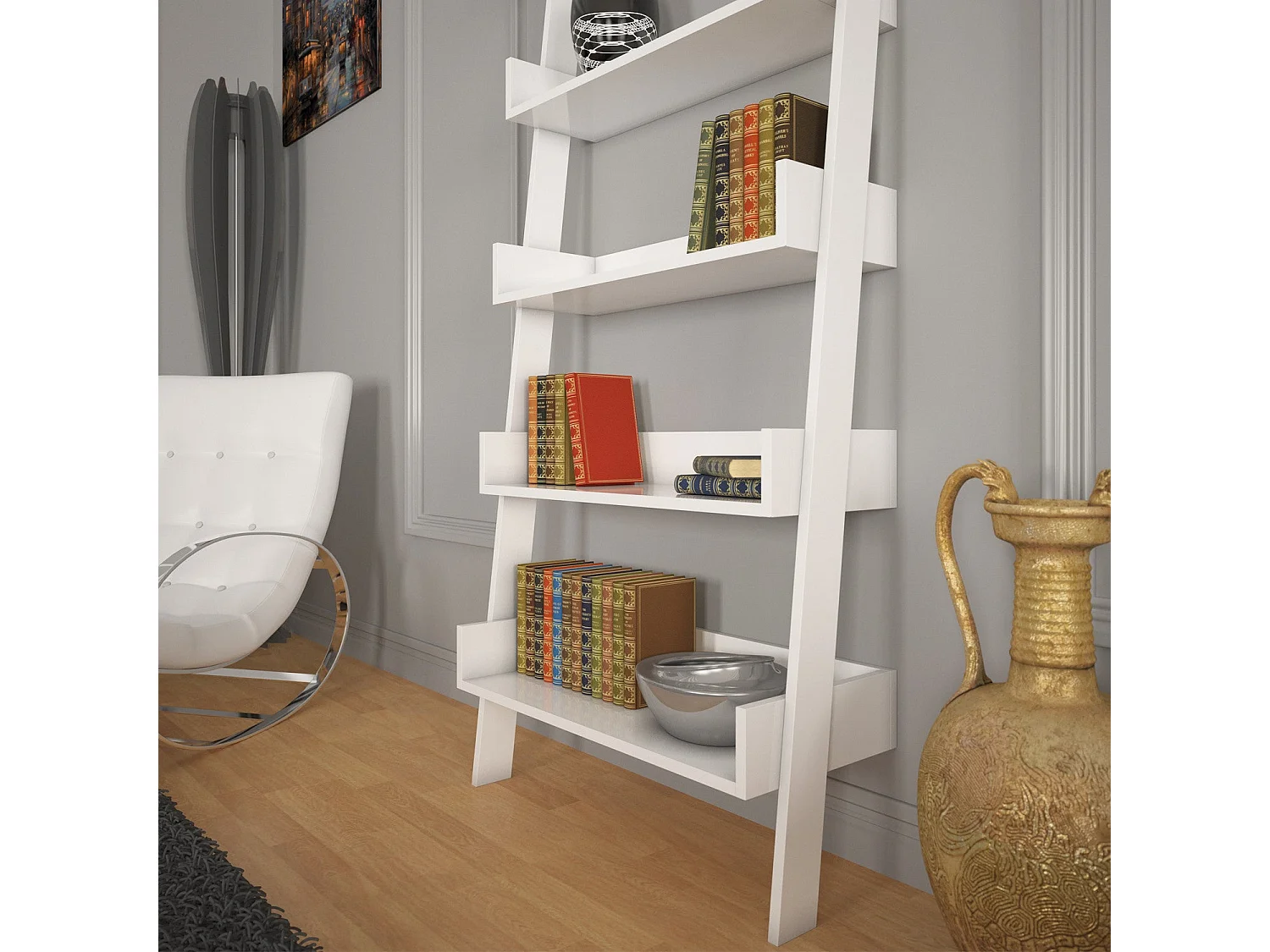 Estante de livros – 80 cm x 195 cm x 32 cm – Branco – Melamina