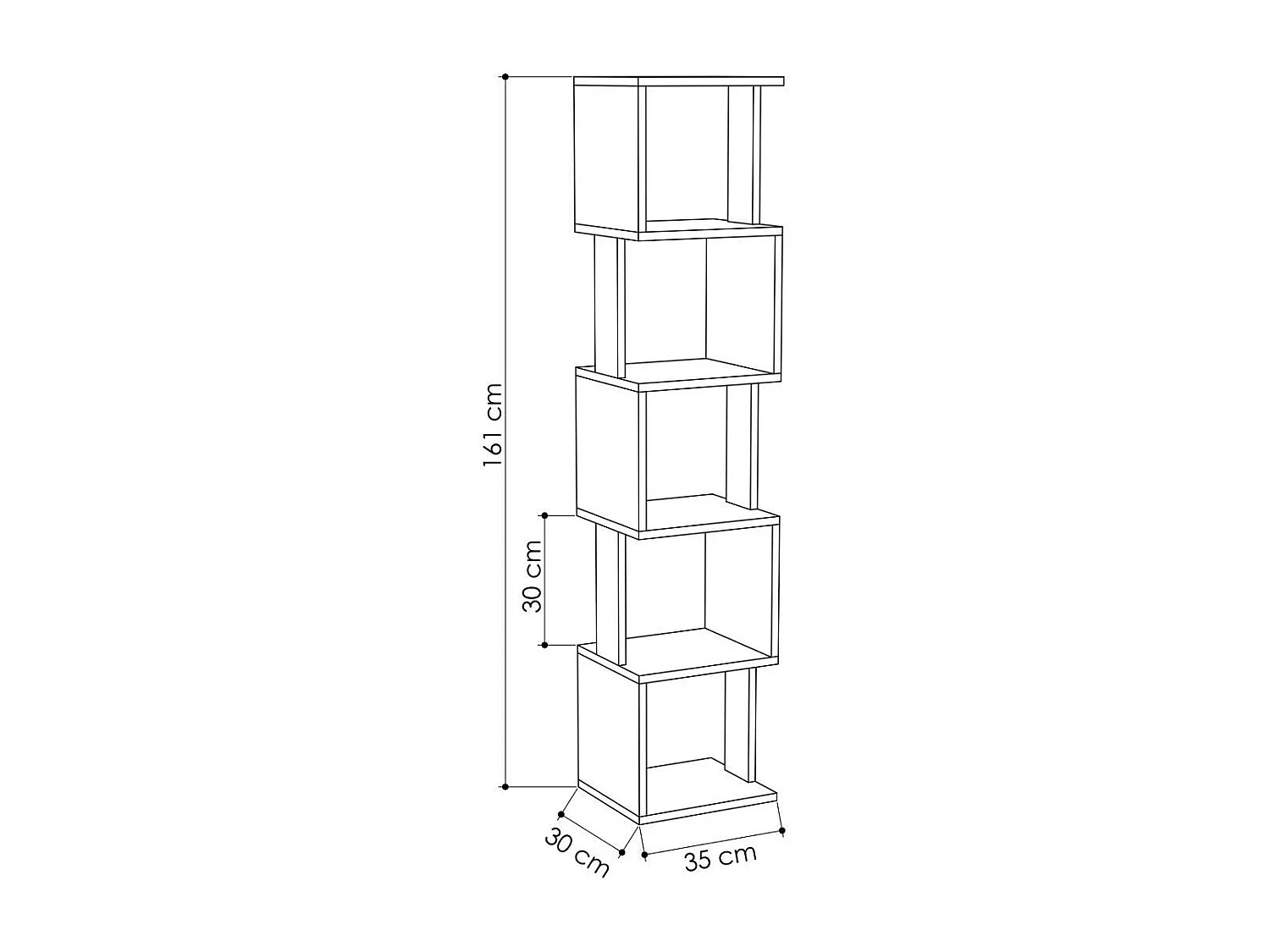 Eckregal 5 Regale L35 cm - Piri
