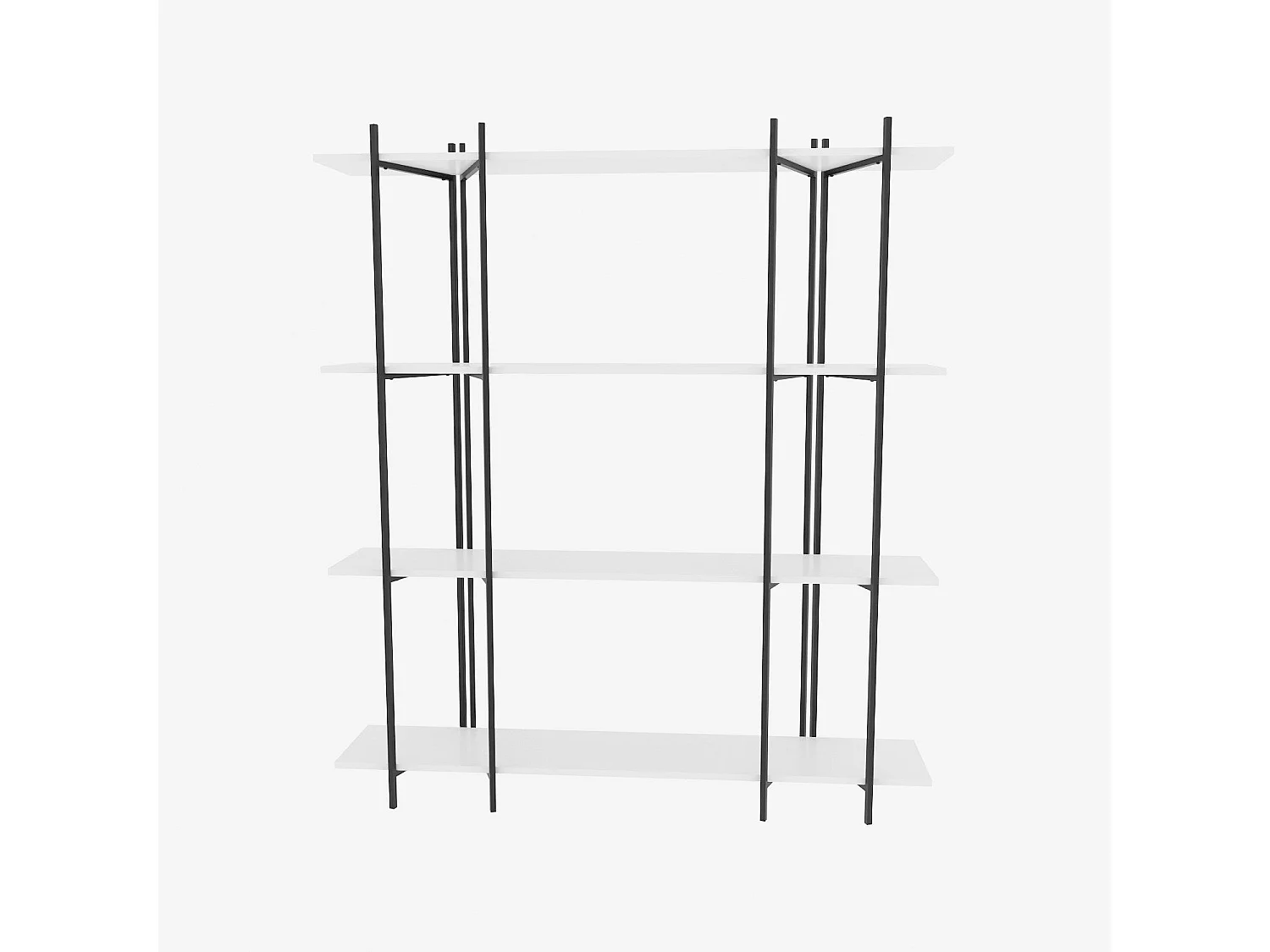 Estante estilosa, 160 cm x 180 cm x 29,6 cm, branca e preta | Painel de partículas 100% revestido de melamina, 18 mm de espessura | Perfeita