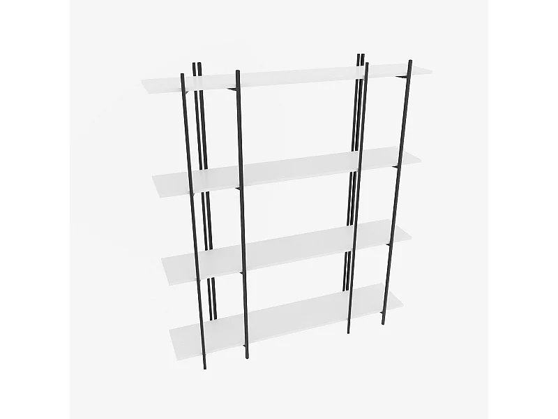 Estante estilosa, 160 cm x 180 cm x 29,6 cm, branca e preta | Painel de partículas 100% revestido de melamina, 18 mm de espessura | Perfeita