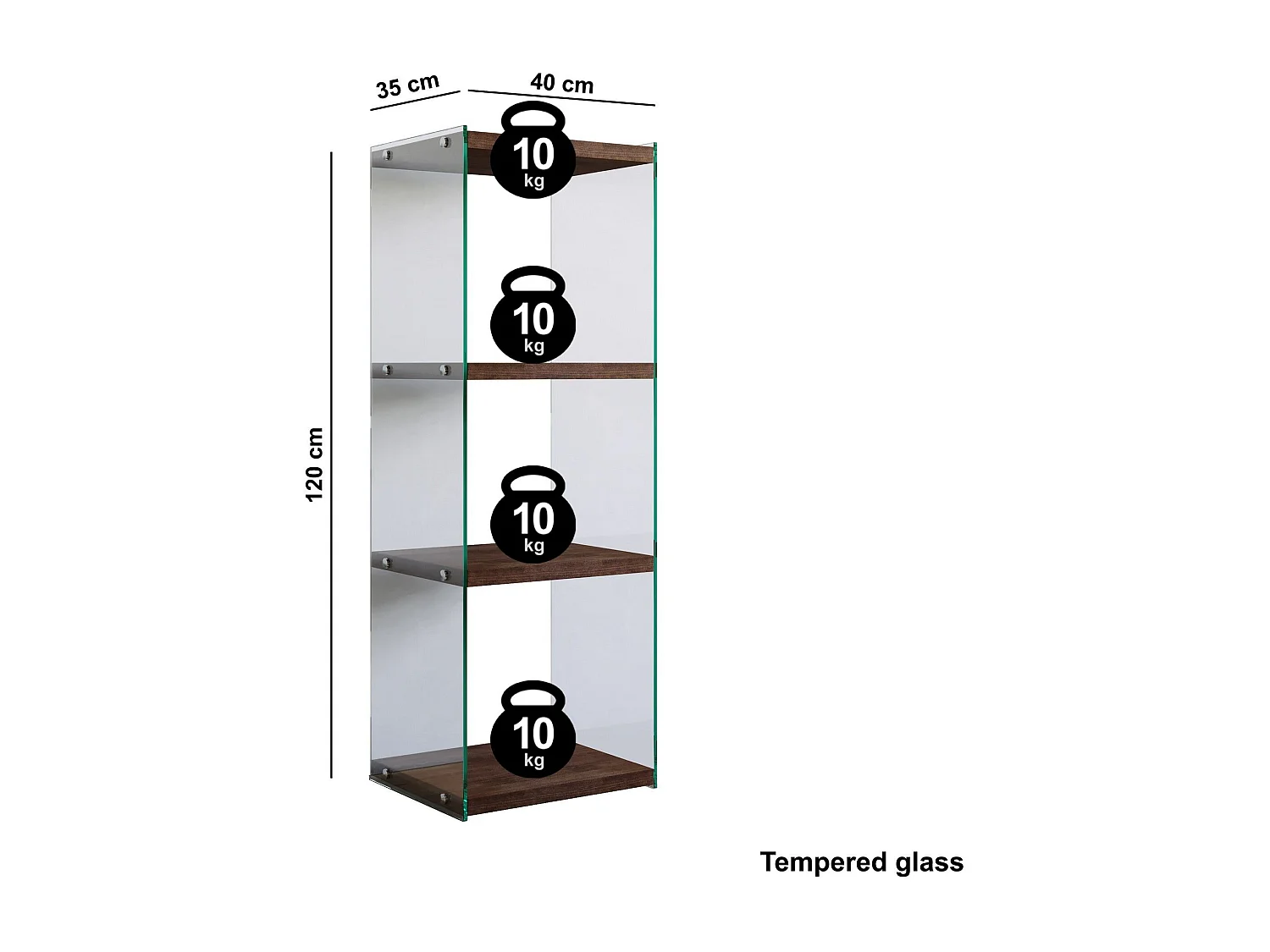 Table d'appoint Translucens L40xH120cm Pin massif foncé et Verre Transparent