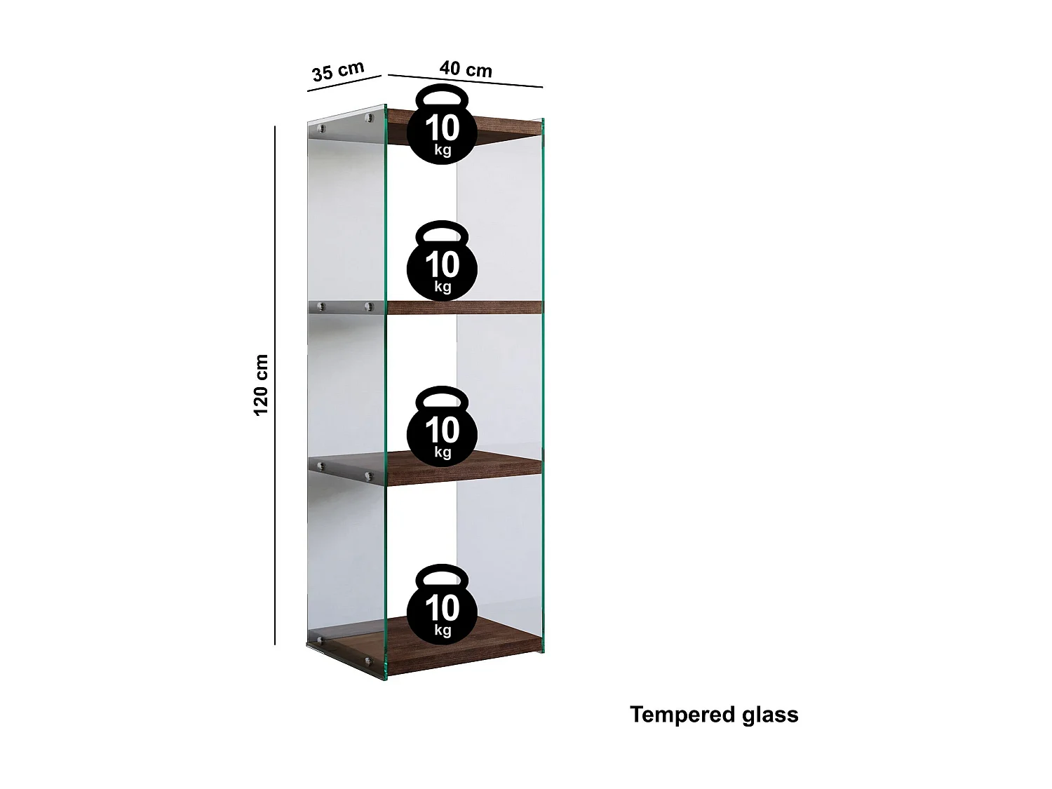 Table d'appoint Translucens L40xH120cm Pin massif foncé et Verre Transparent